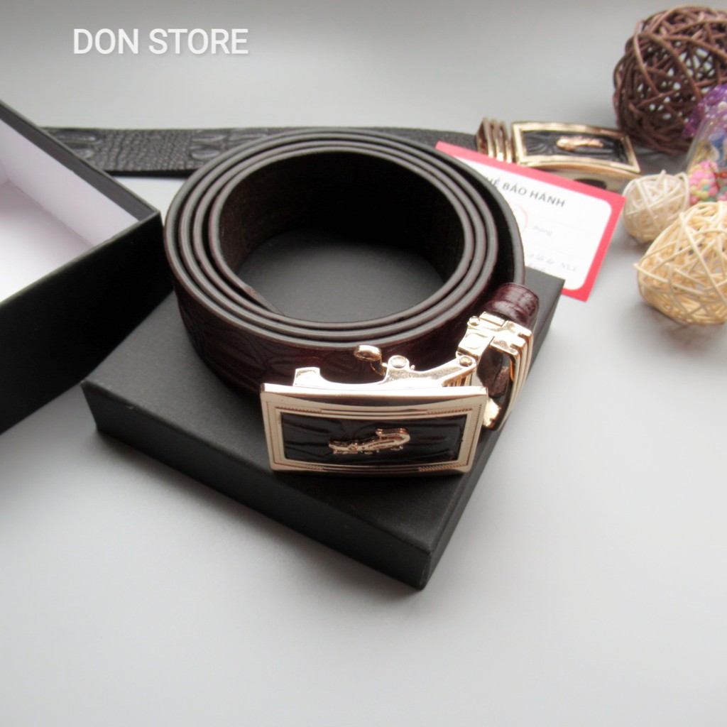 Dây Nịt Nam Da Bò Thật Vân Cá Sấu Hàng Loại 1 (3.5X125)cm ( BH 12 THÁNG)