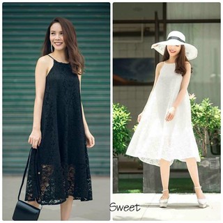 Ảnh thật - đầm maxi yếm sweet dress - đầm yếm ren - hàng thiết kế