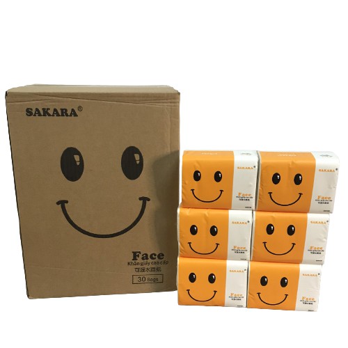 Giấy ăn gấu trúc SAKARA mã 6089 4 lớp,thùng 30 gói, không bụi giấy có giấy chứng nhận kiểm định an toàn