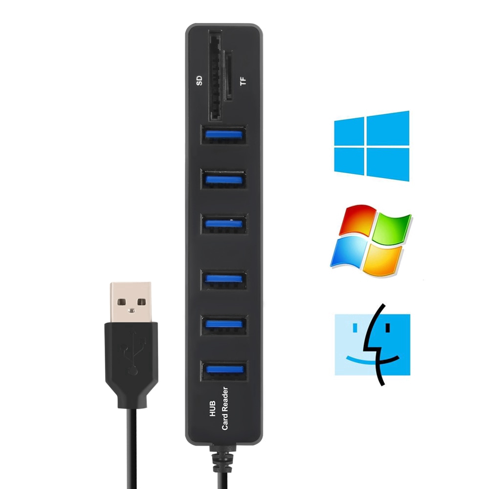 Ổ cắm Hub USB 2.0 6 cổng/ 3 cổng Micro SD / TF cho máy tính