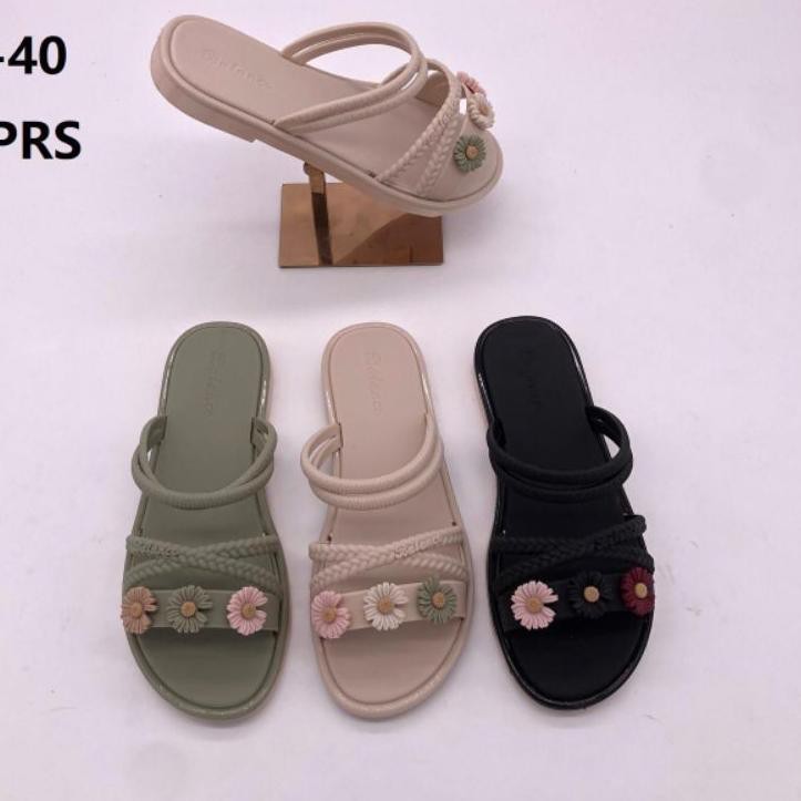 Giày Sandal Đế Bằng Đính Hoa Phong Cách Vintage 1205-5