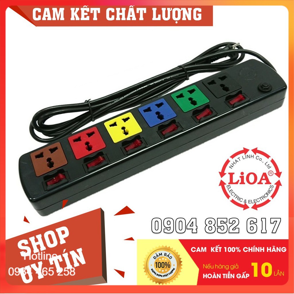 💥Chính Hãng💥 Ổ cắm điện 6 lỗ 6 công tắc LIOA, ~2000W, dây dài 3m, mã:6DOF32N. [Bảo hành dài hạn]