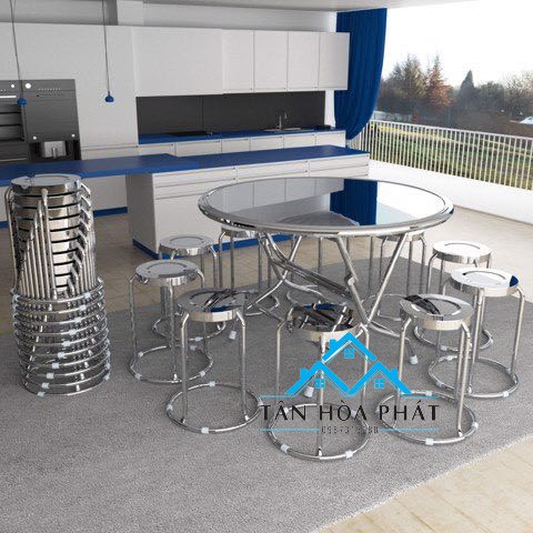 Bộ bàn ăn 1 bàn 10 ghế inox- Nội Thất Tân Hòa Phát | BigBuy360 - bigbuy360.vn