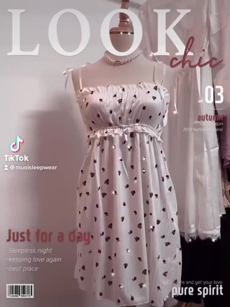 Váy ngủ sexy Quảng Châu -[FREESHIP]  Sx 134 Váy ngủ hai dây  hoa hồng nhỏ tôn dáng Quảng Châu cao cấp Muối Sleepwear | BigBuy360 - bigbuy360.vn