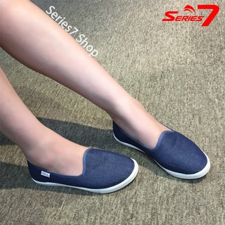 Giày Slip on nữ mũi tròn búp bê siêu êm chân chuyên dụng đi bộ chính hãng, chuẩn xuất khẩu EU màu xanh jeans thumbnail