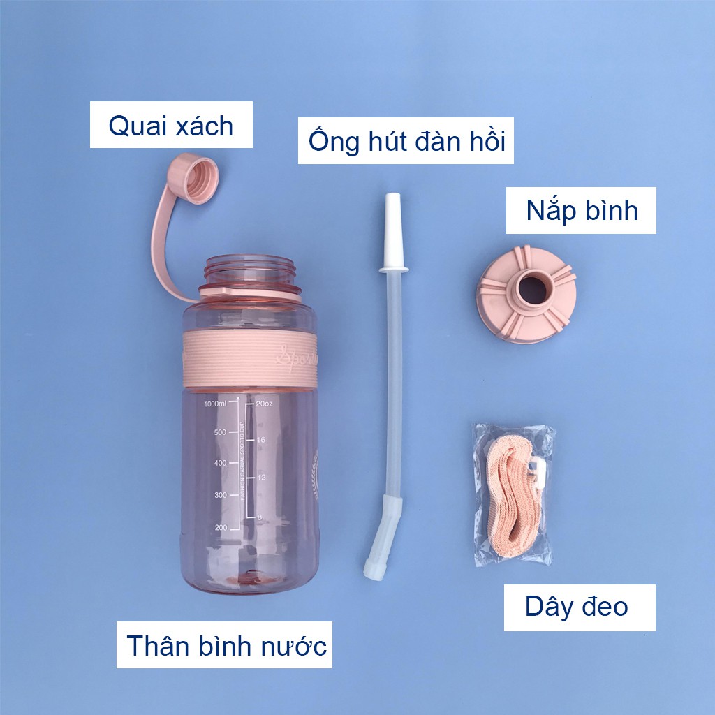 Bình Nước Sport Cup Thể Thao DUTANO, Du Lịch Dễ Thương Có Ống Hút, Nhiều Dung Tích