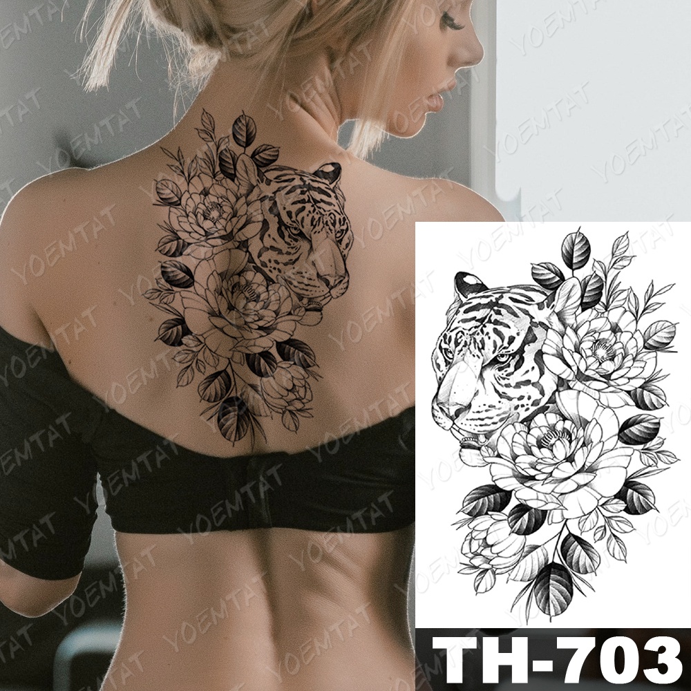 Hình Xăm Dán Tạm Thời Chống Nước Hình Con Hổ/Hoa/Mặt Trăng/Chim Trang Trí Nghệ Thuật Cho Cả Nam Và Nữ