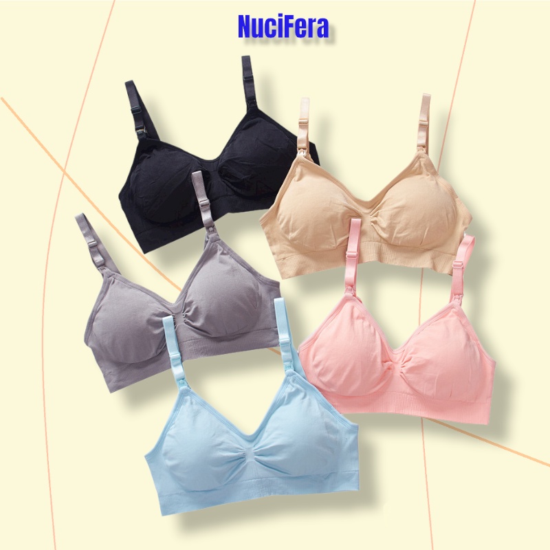 Áo ngực bầu mềm êm co dãn nhiều AL84_NuciFera với Cup ngực có khóa tháo được