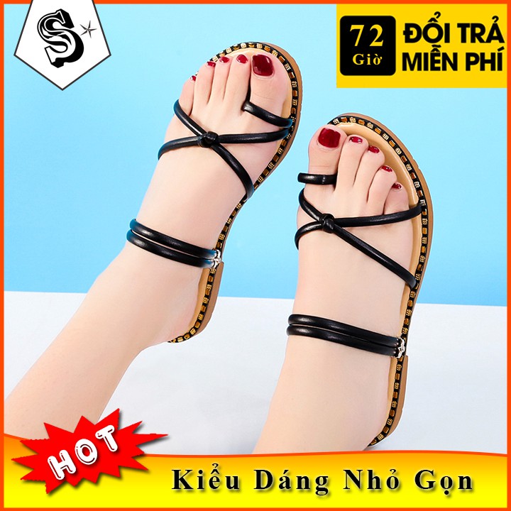 Sandal Nữ Đẹp Đế Bệt Dây Quai Chéo Xỏ Ngón Mẫu Mới Nhất 2019