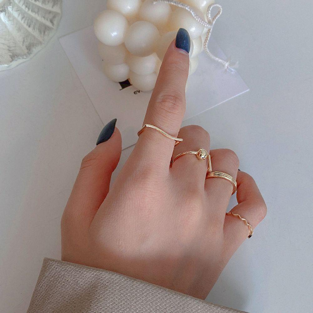 Set 4 Nhẫn Phong Cách Hàn Quốc Đơn Giản Cho Nữ