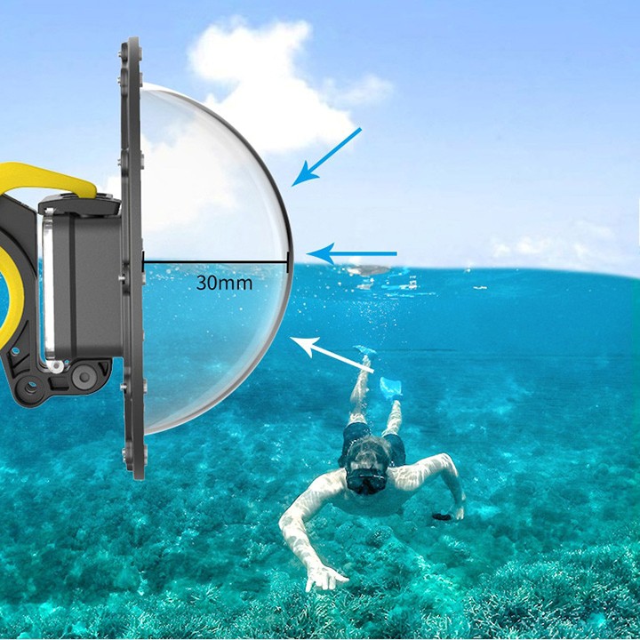 Dome GoPro 8 Telesin ( Chụp nửa trên nửa dưới mặt nước )