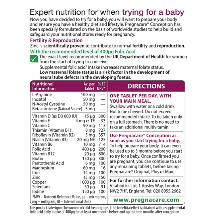 Bổ sung Vitamin trước khi mang thai Vitabiotics Pregnacare