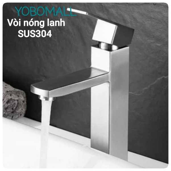 [ 304 ] Bộ Vòi chậu rửa lavabo nóng  lạnh cao cấp inox 304 thiết bị phòng tắm YOBOMALL