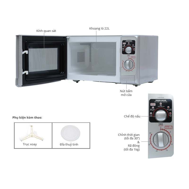 Lò vi sóng Sharp R-20A1(S)VN Thái Lan 22 lít