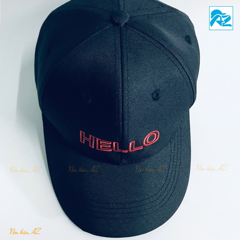 Nón kết Nam Nữ màu đen thêu logo Hello thời trang - Mũ lưỡi trai MT440