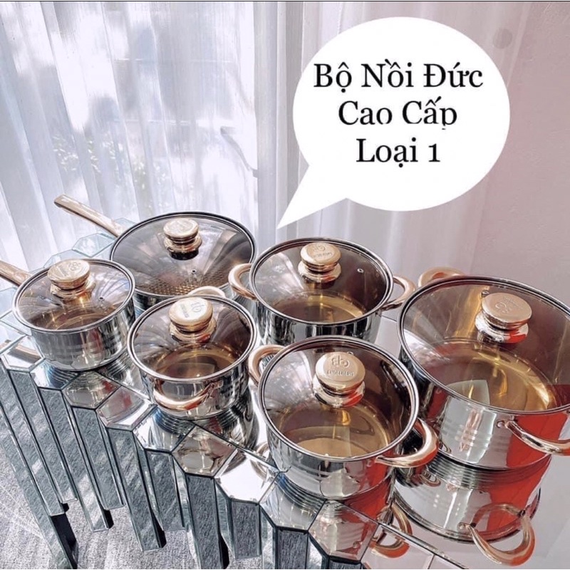 Bộ nồi đức 6 món 12 chi tiết đáy từ 5 lớp vung kín cao cấp ❌❌ Hàng loại 1