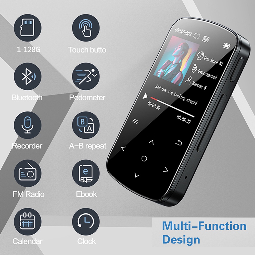 Máy nghe nhạc MP3/đài FM bluetooth mini FAAEAL BENJIE M9 phong cách thể thao + máy đếm bước ghi âm điện tử hỗ trợ thẻ TF