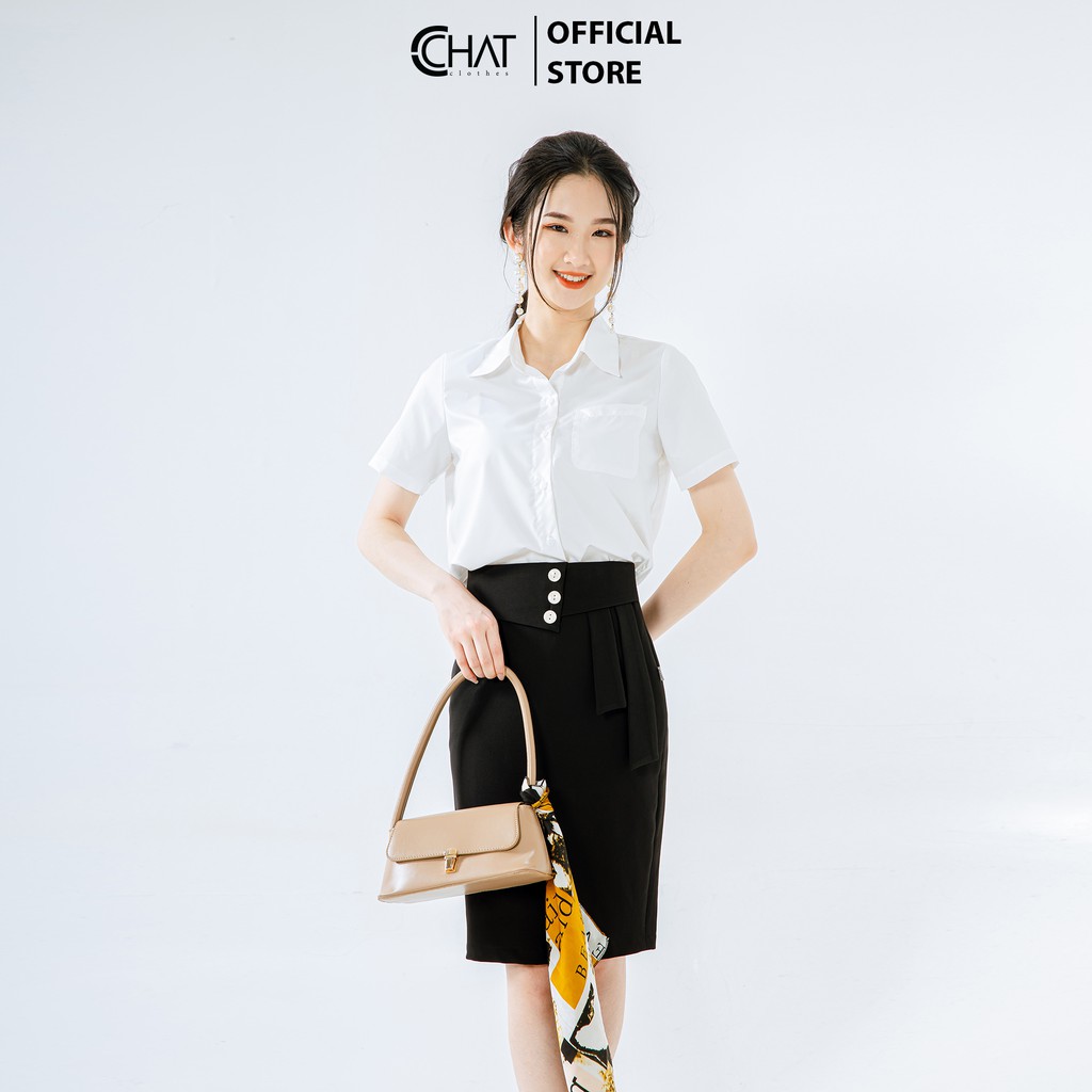 Chân váy ôm cạp cài 3 cúc CCHAT