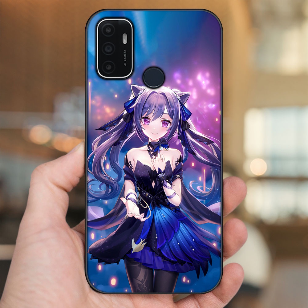 Ốp lưng Oppo A53 viền đen in hình Keqing Genshin Impact