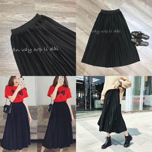 CHÂN VÁY XẾP LY DÁNG DÀI (ảnh thật)
