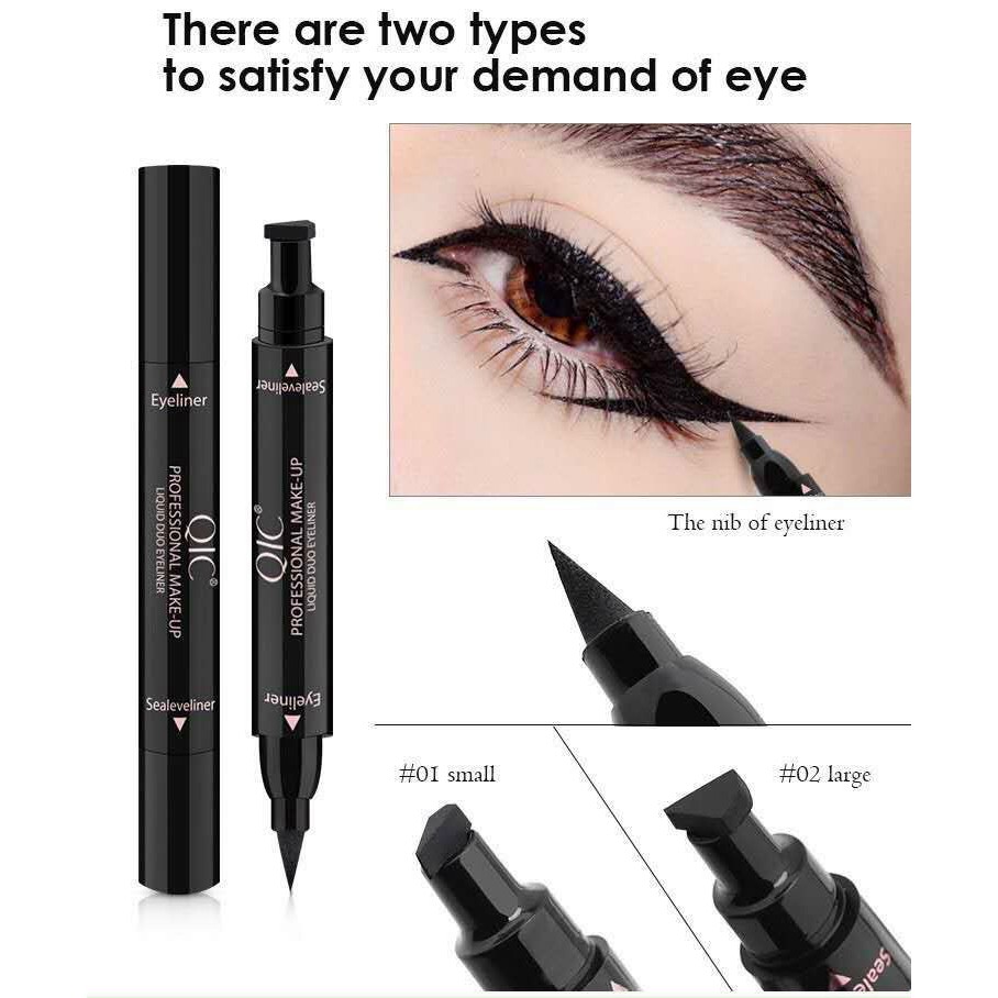 Bút dạ kẻ mắt hai đầu QIC cao cấp không lem không trôi, chống nước hiệu quả và giúp định hình nét kẻ mắt cho makeup nữ