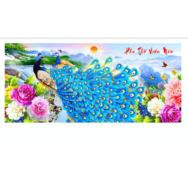 Tranh đính đá công PHU THÊ VIÊN MÃN. Kích thước: 160x75cm