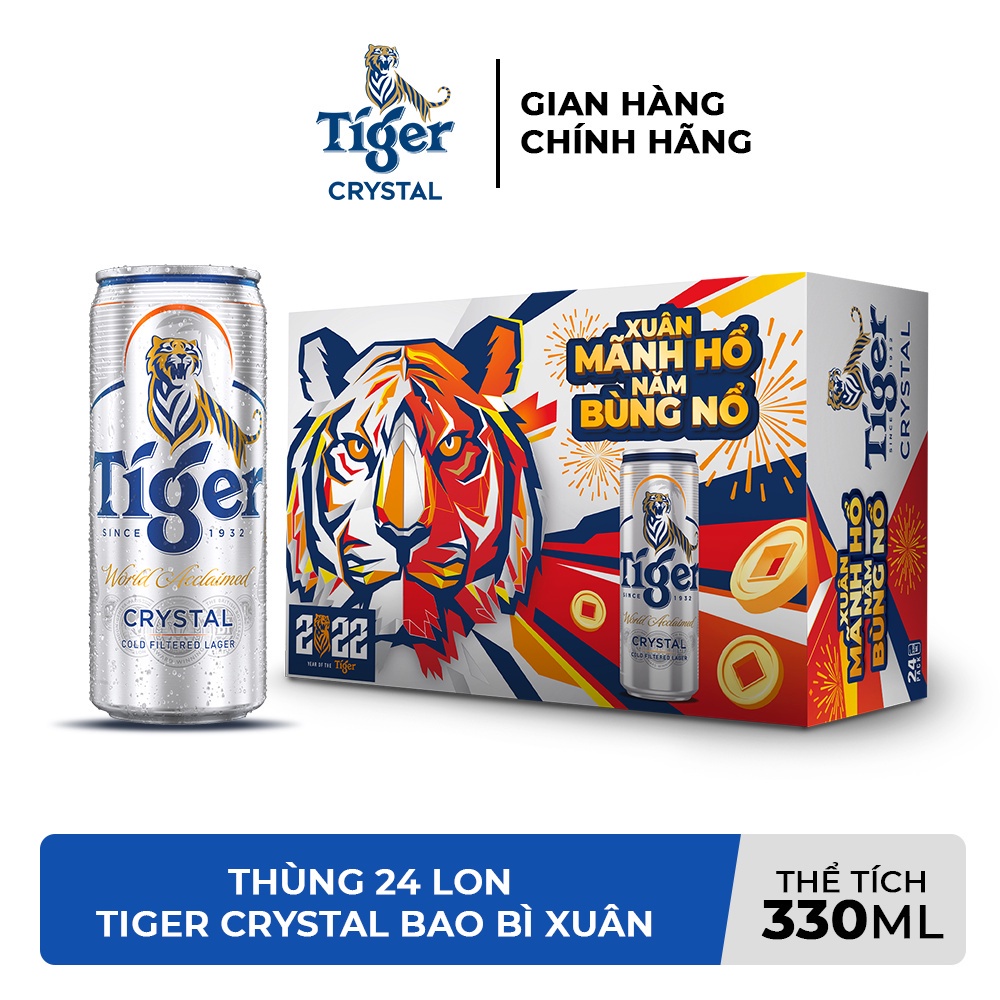 HỎA TỐC TP HÀ NỘI - THÙNG 24 LON BIA TIGER CRYSTAL 330ML/LON - Phiên bản Tết 2022