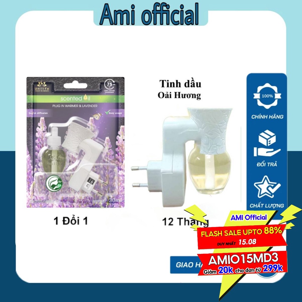 Máy khuếch tán tinh dầu Unilife, tinh dầu thiên nhiên hương Oải Hương, thông minh, công nghệ mới, chai 30ml