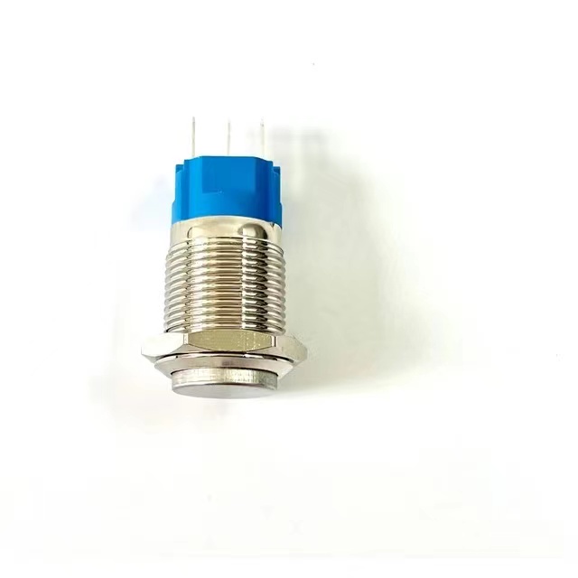 1 Cái 12/16mm 12-24V Nút Bấm Tự Khởi Động Lại Bằng Kim Loại Mạ Niken 2 Chân Không Có Nút Bấm Màu Đen