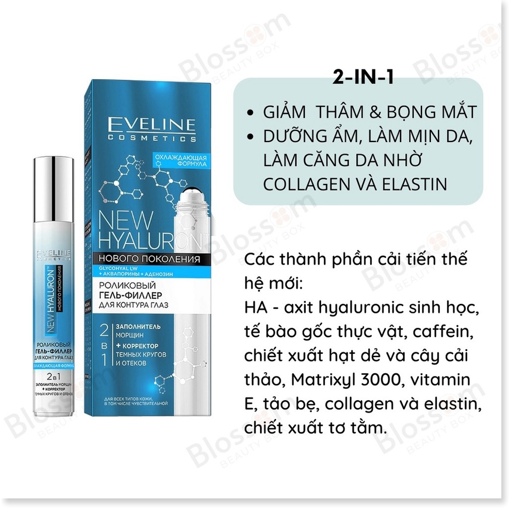 [Mã giảm giá] [Mã 66FMCGSALE hoàn 8% xu đơn 500K] Lăn mắt lạnh Eveline Roll-on Hyaluronic 2 in 1