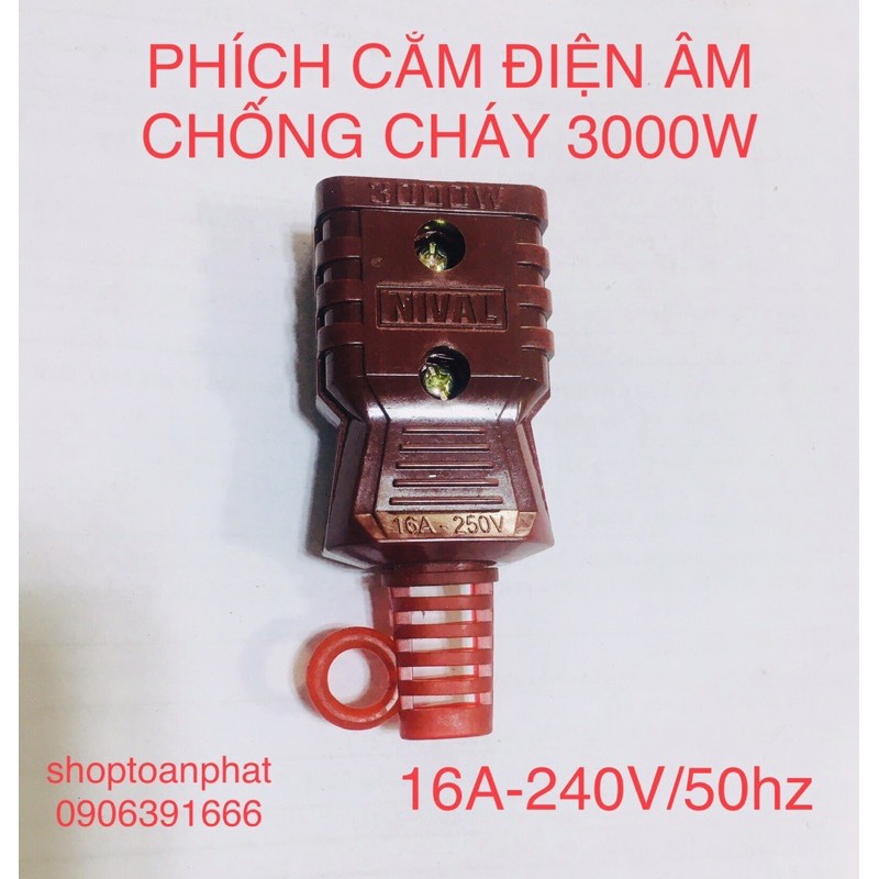 Phích cắm đầu âm, phích cái chịu nhiệt 3000w nival