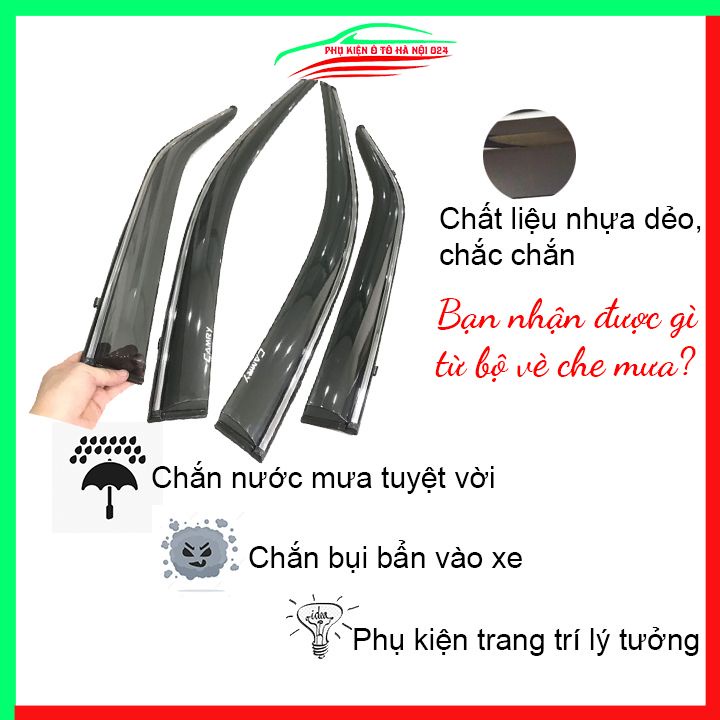 Vè che mưa cho xe ô tô Camry 2012-2018 chỉ mạ