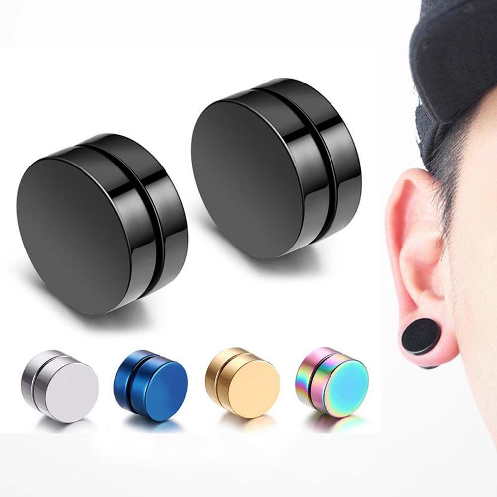 1 Khuyên Tai Tròn Màu Đen Không Xỏ Lỗ Dành Cho Nam Nữ