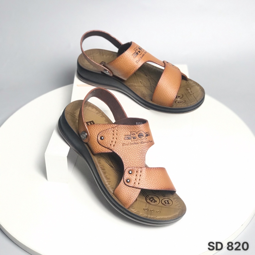 Sandal nam BQ ❤️FREESHIP❤️ Dép quai hậu trung niên da bò quai lật SD820