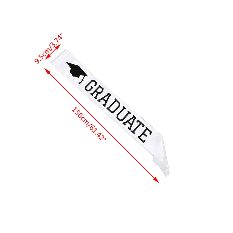 Yoioi Dây Đeo Vai Satin In Chữ I Graduated Màu Trắng Đen Trang Trí Tiệc Tốt Nghiệp
