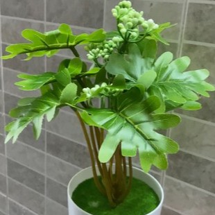 Chậu cây giả - Cây Đu Đủ Nhân Tạo (kèm chậu) trang trí nhà cửa Liz Flower [A3-D3]