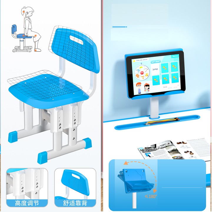 Bộ bàn học sinh thông minh, Bàn học chống gù lưng kèm đèn led, giá đỡ sách | BigBuy360 - bigbuy360.vn