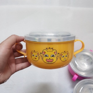Bát ăn dặm inox cách nhiệt an toàn cho bé (kèm thìa)