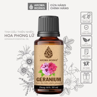 Tinh dầu Phong Lữ Aroma Works thơm phòng, khử mùi, thanh lọc không khí, giảm áp lực - Geranium
