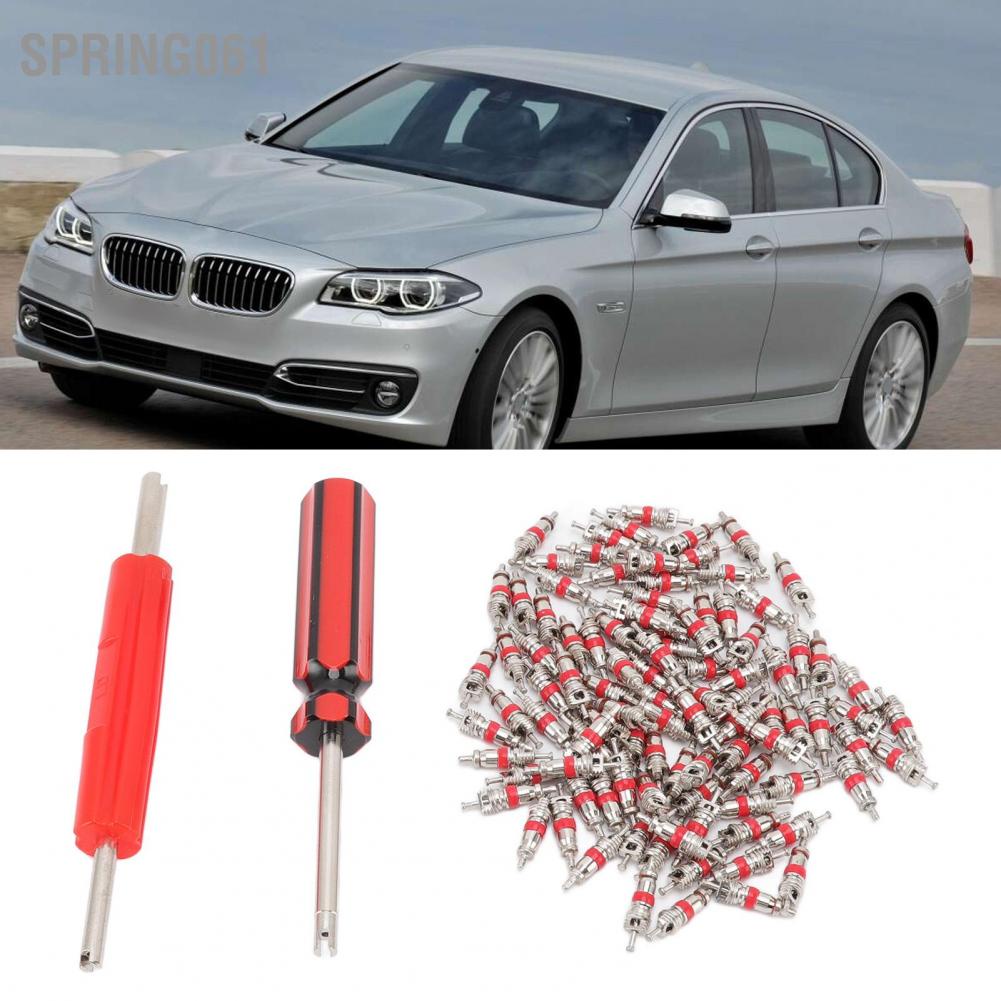 Bộ công cụ lõi van với 100 chiếc Lõi thân 2 chiếc Sửa chữa lốp xe cho xe tải SUV Xe đạp ATV