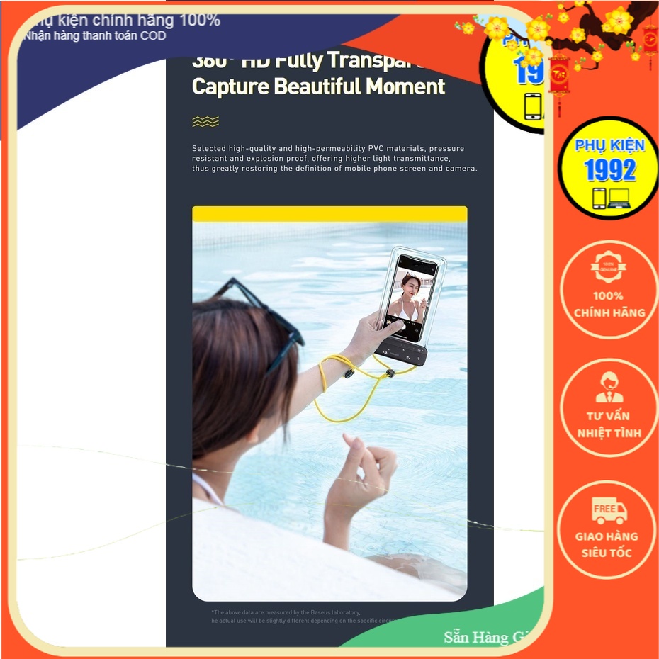 Túi chống nước dùng cho điện thoại Baseus Let”s go Slip Cover Waterproof Bag ( for under 7.2 inch SmartPhone )