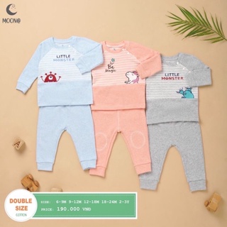 Bộ nỉ nhung cotton Moon cài vai cho bé