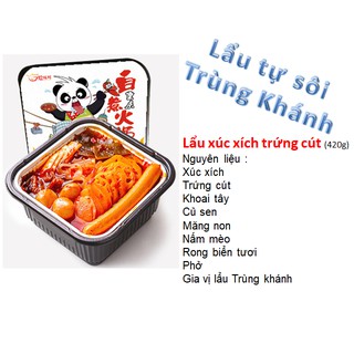 Lẩu tự sôi giá rẻ - vị xúc xích trứng cút