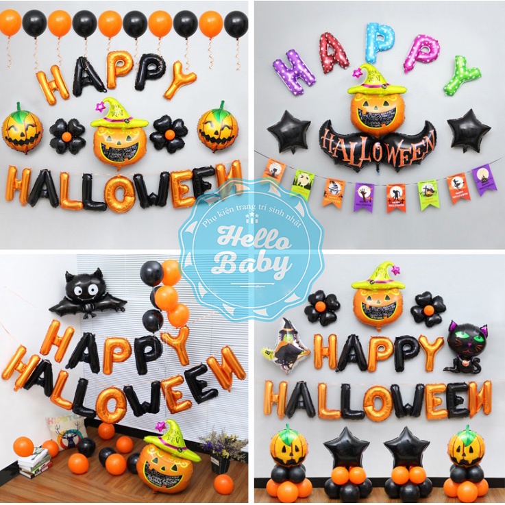 Bóng bí ngô bóng dơi ma tráng nhôm trang trí chủ đề Halloween