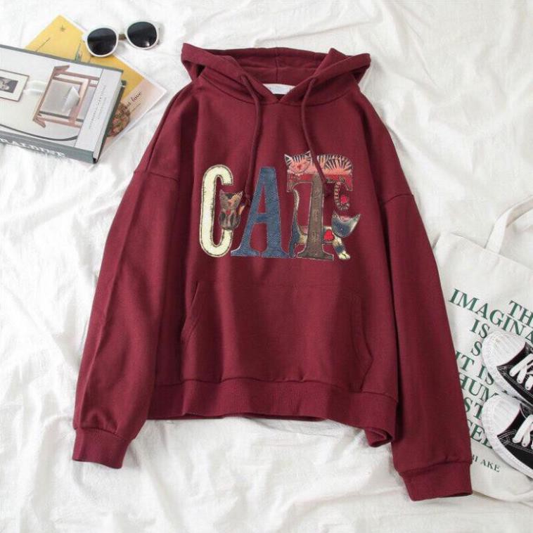 Áo hoodie nữ, áo hoodie nam, họa tiết chữ CAT , áo hoodí siêu hot, thời trang thu đông