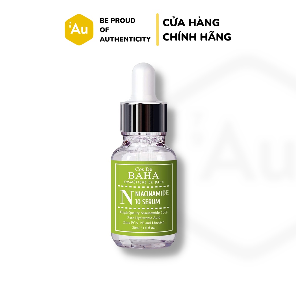 Cos De BAHA | Serum Niacinamide 10% + Zinc 1% - Hỗ Trợ Điều Tiết Dầu, Giảm Viêm và Làm Đều Màu Da 30ML (N) &amp; 60ML (N60)