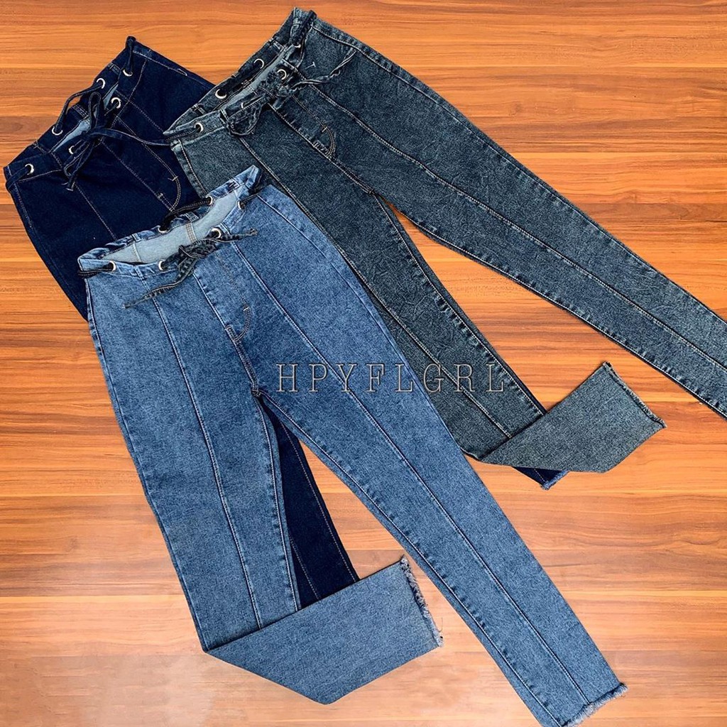 Quần Jeans Lưng Cao Phối Dây Cột Phía Trước Valery (27-34)