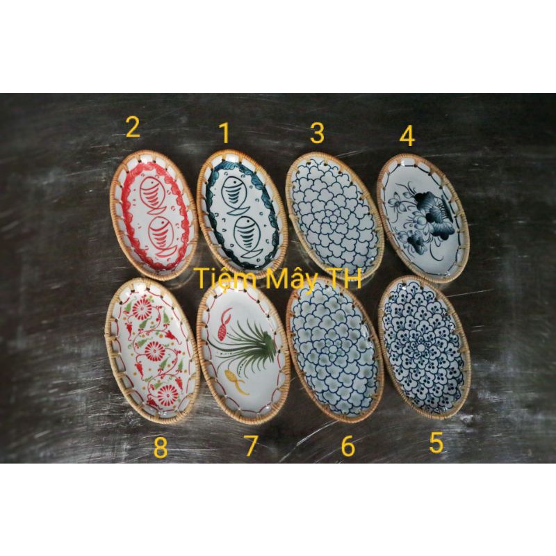 Đĩa sứ viền mây TIỆM MÂY TH, trang trí tiệc, decor| Hàng xuất khẩu Nhật, Đài Loan