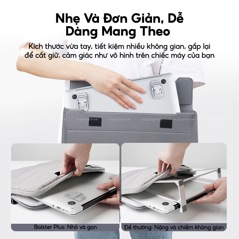 Đế Nâng Tản Nhiệt NILLKIN Bolster Plus Điều Chỉnh 3 Góc Độ Silicon Chống Trượt Chân Gập Dành Cho Macbook Laptop Njoyshop