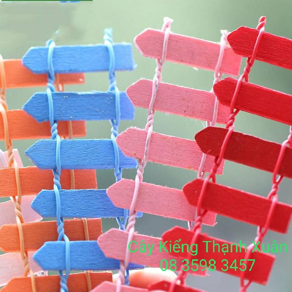 Hàng rào gỗ phụ kiện tiểu cảnh trang trí chậu cây kiểng mini nhiều màu trang trí chậu sen đá xương rồng (Combo 3c)